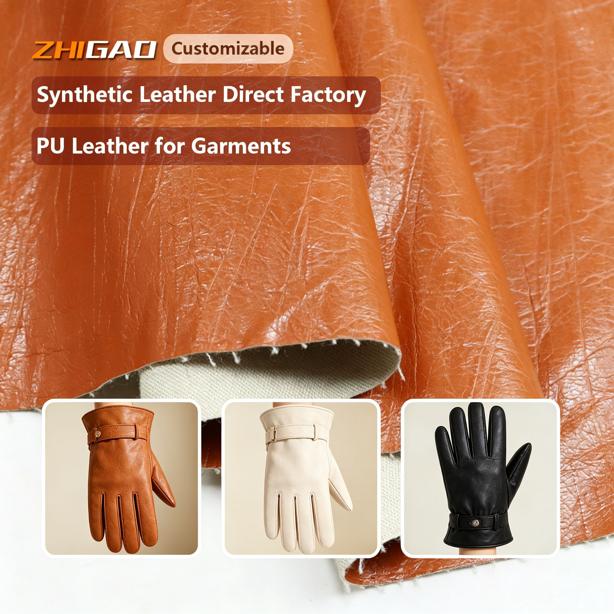 Soft Flexible PU Leather Fabric for Glove Production | Garments Leather for Gloves | Zhigao Leather Factory
