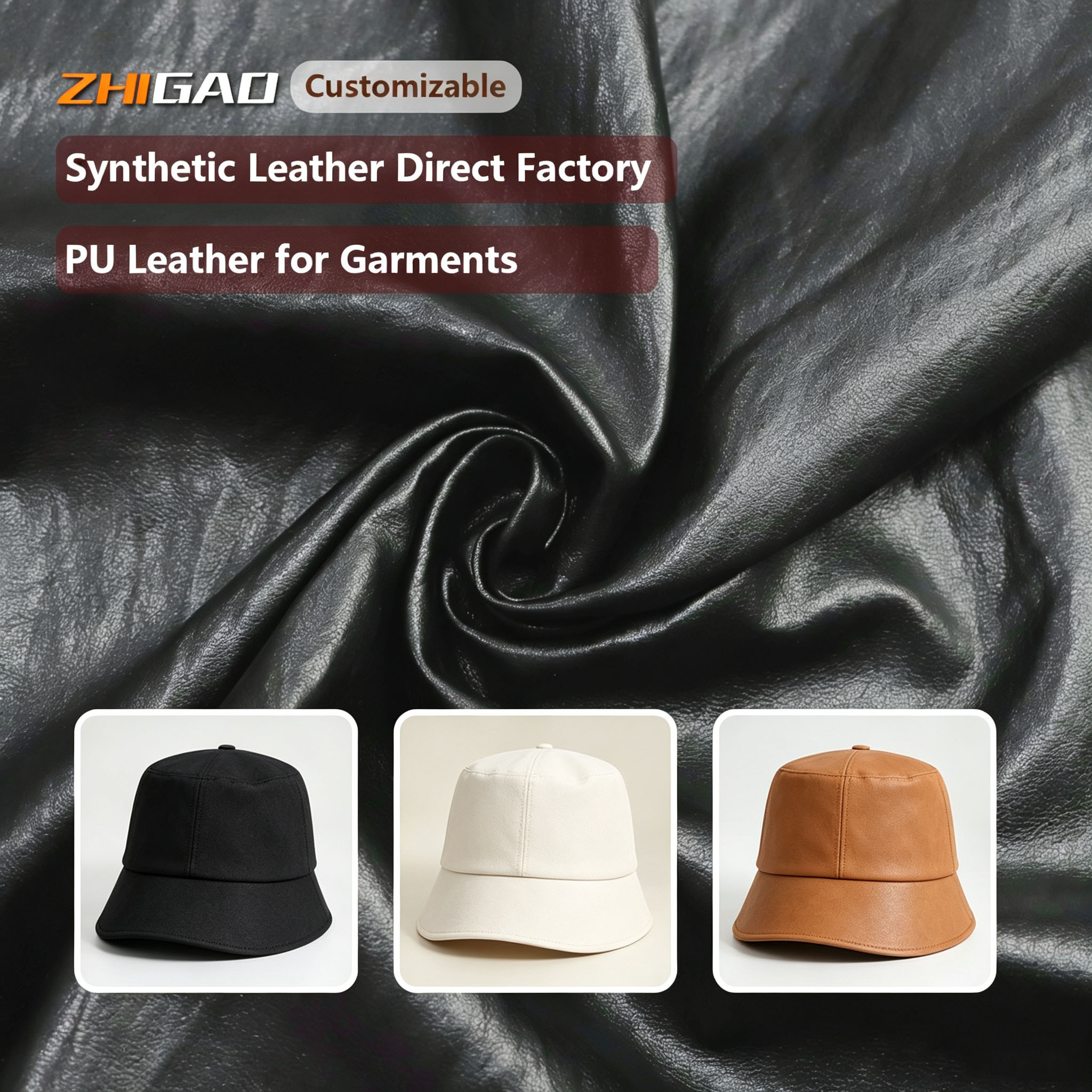Premium Shaping PU Leather Fabric for Hat Brim | Garments Leather for Brim |  Zhigao Leather Factory