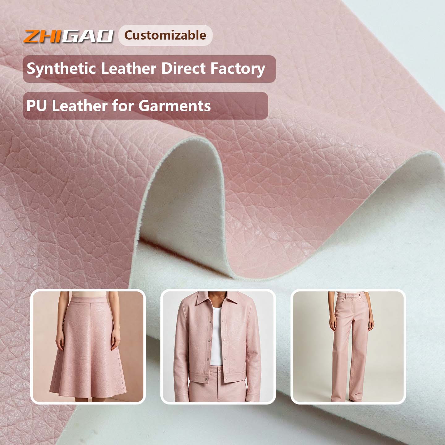 New Design Garments Leather for Coats | Fashion Durable PU Leather Fabric | Zhigao Leather Factory
